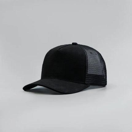 Leather Label Custom Logo Five-panel Suede Baseball Cap Men and Women Spring and Summer Color Matching Mesh Truck Driver Hat