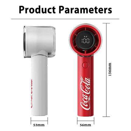 Coca-Cola Portable Handheld Fan,5-Speed Precision With LED Display 4800mAh Rechargeable 25 Hour Cooling Power For Travel School