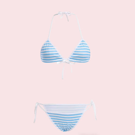 Sexy Women Lingerie Lolita Kawaii Blue Pink White Striped Mini Bikini Bra & Brief Sets Japanese Anime Cosplay Underwear Costumes