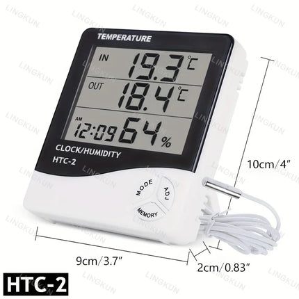 Electronic Clock Temperature Humidity Meter Weather Station for Home With Alarm LED Thermometer Thermo-Hygrometer Multifunction