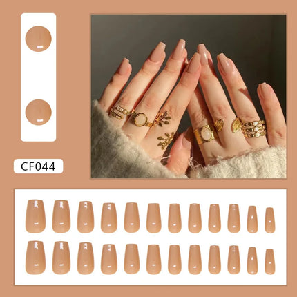 Thousands Stars 24 Pcs Press on Nails Pink Nail Polish Glossy Artificial Finger Manicure Reusable False Nails for Women