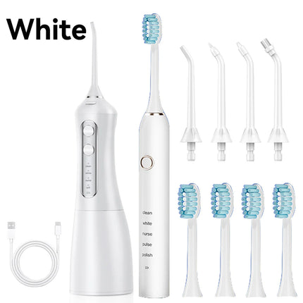Oral Irrigator Sonic  Electric Toothbrush Set Water Dental Flosser Teeth Portable Cordless USB Cleaner IPX7 Waterproof