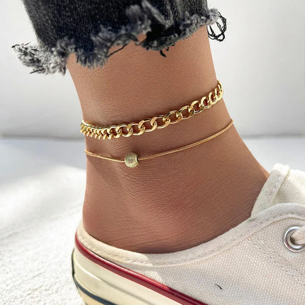 YOBEST Gold Color Chain Anklet For Women Summer Beach Foot Jewelry On The Leg Minimalist Anklets Female