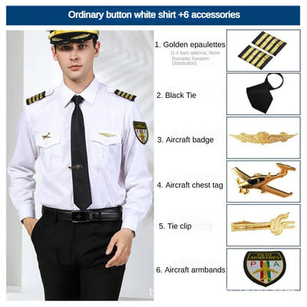 2026 Air Force Pilot Uniform Men's Shirt Long Sleeves Flying Clothes Aviation Clothes Uniform Square Collar Other Mate
