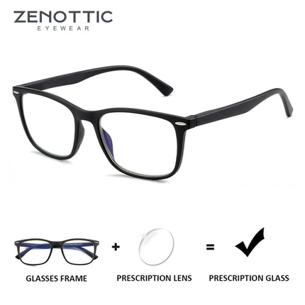 ZENOTTIC Custom Progressive Prescription Eyeglasses for Men Women Square Frame Photochromic Polarized Blue Light Filter Options