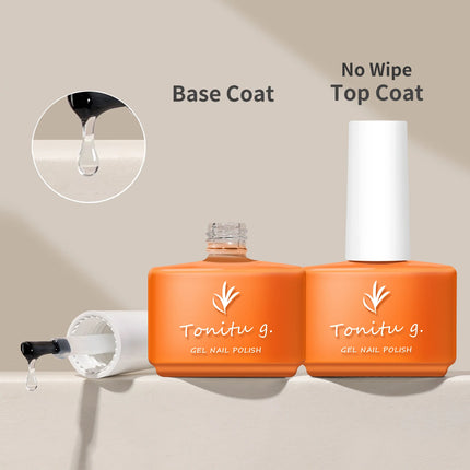 Tonitu G 7ml Nail Gel Top Coat Base coat No Wipe UV LED Varnish Sealing Shining Clear nails art for professionals
