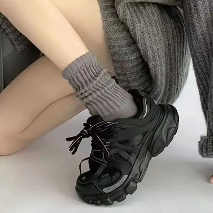 1/3 Pairs Fashion Cool Lolita Woman Cute Warm Socks Set Female Lady Autumn Winter Knitted Long Black White Socks For Women Sport