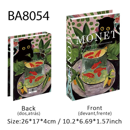 Van Gogh Monet Fake Book Painting Decorative Books Storage Box Sunflower Water Lily Coffee Table Books Home Decor Shooting Props
