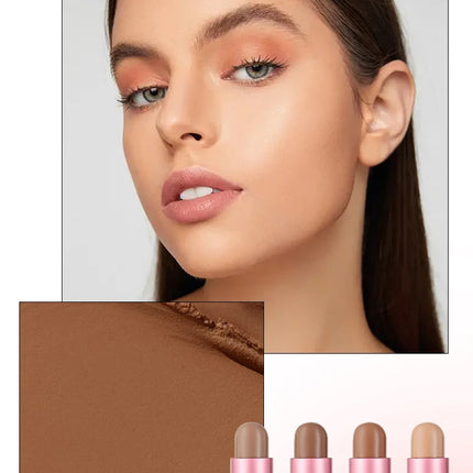 Multi-functional shadow contour stick, concealer, highlighter for facial brightening, natural makeup effect, mixed colors, enhan