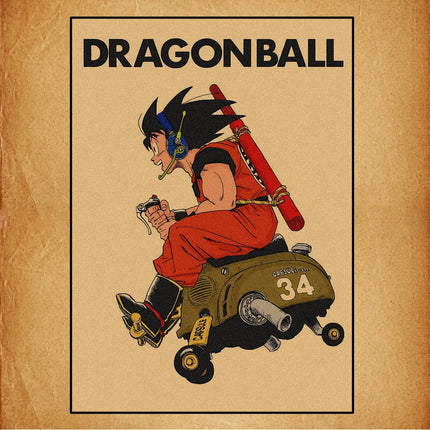 Japanese Surrounding Anime Retro Dragon Ball Poster Goku Gohan Vegeta Piccolo Friza Canvas Painting Print Wall Art Children Gift
