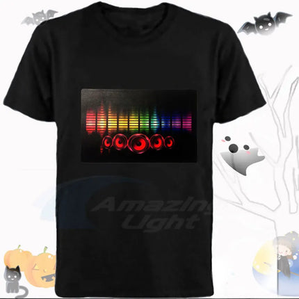 Popular Sound Active Equalizer EL T-shirt Equalizer Light Up Down LED T-shirt Flashing Music Activated LED T-shirts Men Women Tee