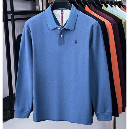 High-end brand 100% cotton long sleeve polo shirt, fashion luxury, pony embroidery, business casual comfort, new Paul men's T-shirt