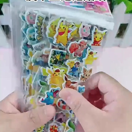 12pcs Pokemon Pikachu 3D Sticker Cartoon Tattoo Paster Sticker Customizable Puffy Bubble Stickers Birthday Party Supplies Gift