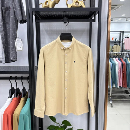 100% Cotton Corduroy Shirt - Green Long Sleeve M-4XL - Spring Autumn Slim Fit Candy Color Collection