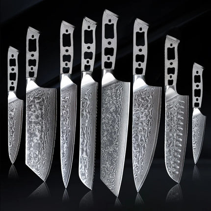 TURWHO DIY Kitchen Knives Blank Blade 67 Layer Damascus Steel VG10 Japanese Chef Santoku Kiritsuke Slicing Utility Knife Parts
