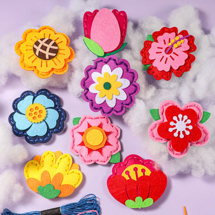9-piece Floral DIY Sewing Kit; Beginner Hand-Sewing Materials for Fun; Cute Flower-Shaped Pouch for Birthday Gift; Handmade Craf