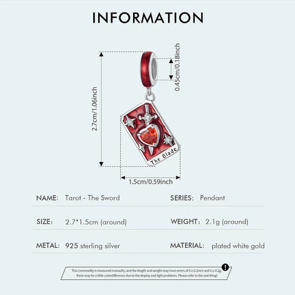WOSTU 925 Sterling Silver Colorful Tarot Cards Charm Pendent Magic Star Moon Sun Lover Bead Fit DIY Bracelet Necklace Women Gift