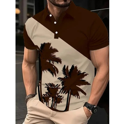 Summer Short Sleeved 3D Digital Printed Men's Fashion Casual Polo Shirt