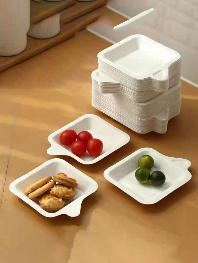 Environmentally Friendly Disposable Picnic Birthday Party Paper Plates Cake Tableware Fruit Plate Small Bowl Tray Set 50Pcs