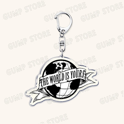 Popualr World Is Yours Keychains for Accessories Scarface Tony Montana Gangster Say Hello To My Life Keyring Fans Friends Gifts