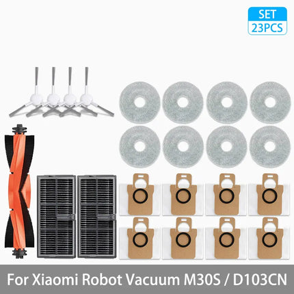 For Xiaomi Mijia M30S D103CN Robot Vacuum Cleaner Accessories Main Side Brush Hepa Filter Mop Cloth Dust Bag Replacement Spare
