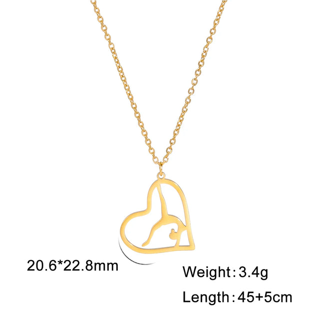 Unift Stainless Steel Sport Women Necklace Runner Rhythmic Gymnastics Silhouette Pendant Fashion Birthday Jewelry Wholesale