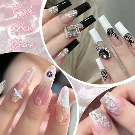 10ml Poking Nail Gel White Black Lace Nail Polish and Special Clear Base Gel 3D Painting Gel Varnish for Nail Art Decorations