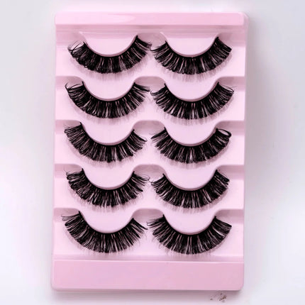 New 5 Pairs Wet False Eyelashes Naturally Wear False Eyelashes Everyday Sharp Tail Thick Simulation Cross Makeup Lashes