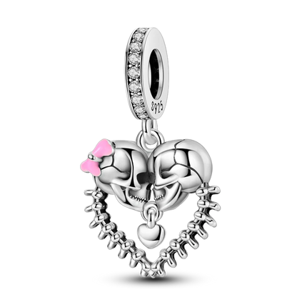 925 Silver Color Star Moon Heart Safety Chain CZ Beads Angle Wing Pendant Fit Bangle Charms Bracelet DIY Women Original Jewelry