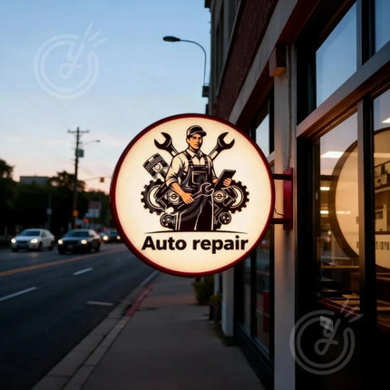 Custom Business Lightbox Sign Advertising Double-Sided Illuminated Personalized Customizable Auto Repair Shop Decor LED Signage