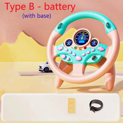 Kids Steering Wheel Toy - Backseat Pretend Play with Lights & Music - Fun Preschool Driving Simulator Gift for Toddlers