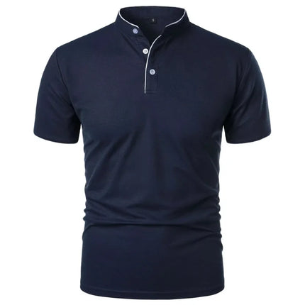 New Men's Short Sleeve Collar Polo Shirts Summer Solid Color Casual Polo Shirt Trendy Breathable Loose Basic Splice Oversize Top