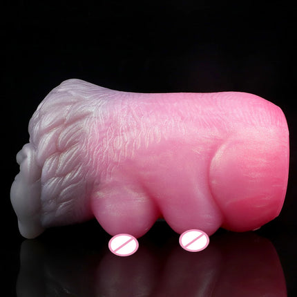 GEEBA Animal She-wolf Fantasy Two channel Penis Stroker Silicone Male Masturbator Realistic Vagina Textured Pocket Pussy Sex Toy
