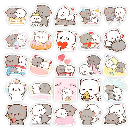 Cute Couple Cat Stickers Cartoon Kawaii DIY Gift Decal Doodles for Scrapbook Skateboard Luggage Phone Waterproof Stickers