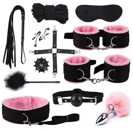 Erotic Sex Toys For Women Adults Games Nylon Bondage BDSM Kits Handcuffs Sex Whip Mouth Gag Rabbit Tail Anal Plug