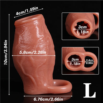 Thicken Cock Sleeve Lock Sperm Penis Ring Adult Men Sex Toy Enlarged and Soft Silicone Dick Sleeve Enlargement Sexy Toy Male 18+