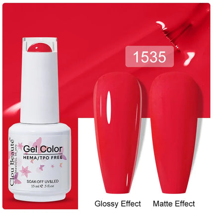 Clou Beaute 15ml Nail Gel Polish Vernis Semi Permanent UV LED Lamp Lakiery Hybrydowe Hema Free Red Nail Art Gel Lacquer Gel