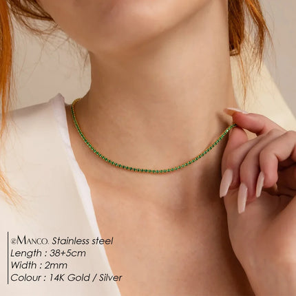 EManco Fashion Crystal High Quality Stainless Steel Gold Plated Necklace Ladies Charming Accessories Gifts Wholesale