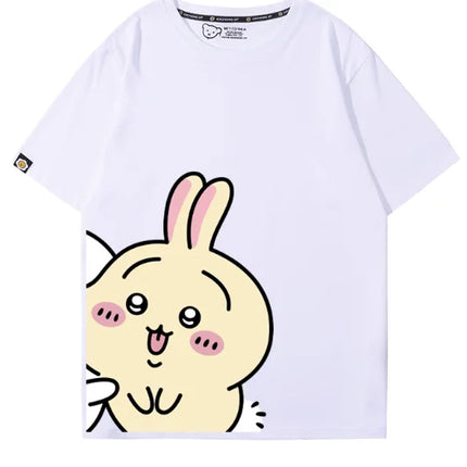 MINISO Cute Chiikawa Print Short Sleeve Women Men Loose Casual Everyday Wear T-shirt Stylish High-quality Tops Clothing