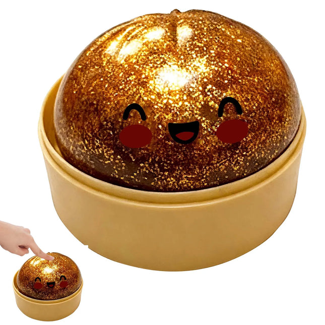 Dumpling Squishy 1pc Glitter Steamed Bun Pinch Toy Simulation Steamed Buns Shape Cute And Fun Stress Relief Squish Dumplings