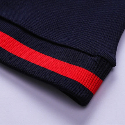 TACE&SHARK Fashion Men's Shark Embroidery Long Sleeve Polo Shirt Cotton Casual Wear Business Solid Color Tops