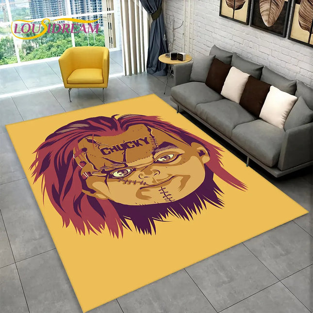 Horror Movie Character Chucky Saw Cartoon Area Rug, Carpet Rug for Living Room Bedroom Sofa Doormat Decoration Non-slip Floor Mat