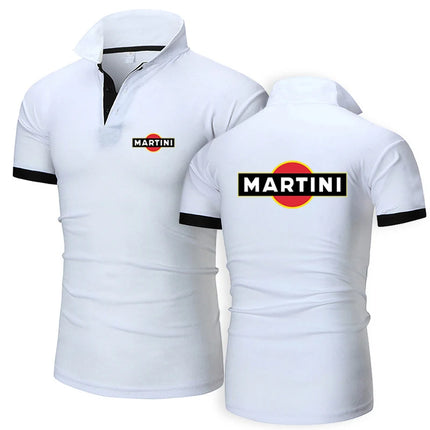New Summer Martini Racings Men's Business Button Lapel Polo Shirt Printing Short Sleeve Casual Fashion Slim Fit Tops