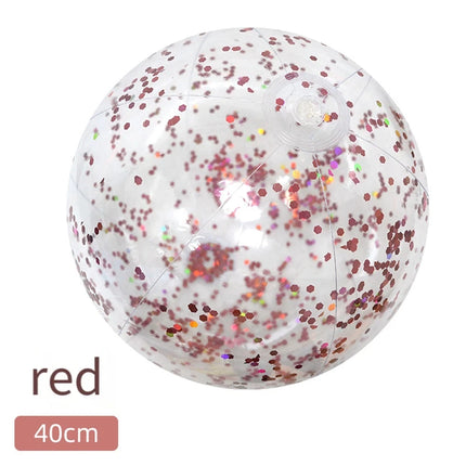 40CM Glitter Inflatable Beach Ball Transparent PVC Sparkle Water Toy 7 Colors Trendy Summer Beach Pool Party Outdoor Play for Ki