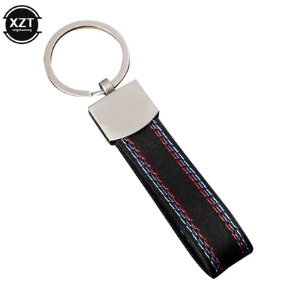 Fashion Black-red Leather Car Keychain Key Ring For Audi Sline RS VW R M AMG Rline GTI 3-color sports Key Chain Pendant
