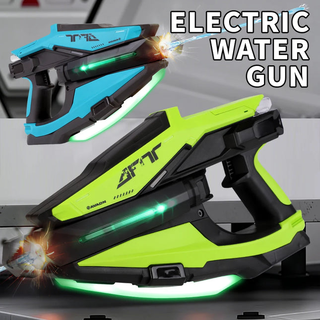 Electric Water Gun with Lights Automatic Continuous Firing Squirt Gun Large Capacity Long Range Shooting Watergun Outdoor Toy