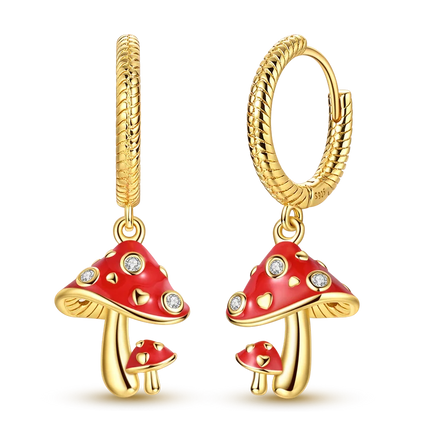 Women original 925 Silver Golden Glowing Firefly Stud Earring Bilayer Round Droplets Heart Gold Hoop Earrings Party Jewelry Gift
