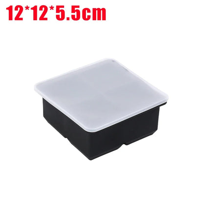 Silicone Ice Cube Mold Reusable Square Ice Cube Molds with Lid Whiskey Cocktail Freezer DIY Ice Maker Barware Kitchen Gadgets