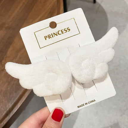Y2K Sweet Cute Angel Wing Plush Hairpin Children Girls Hair Clip Accessories Barrettes Hairgrip Headdress Headwear Ornaments