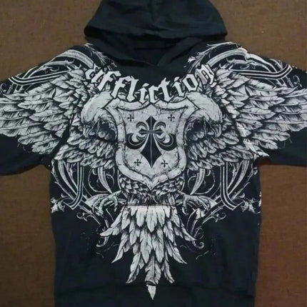 European and American Fashion New Men's Autumn Gothic Skull Letter Printed Comfortable Soft Hoodie Outdoor Street Style Top